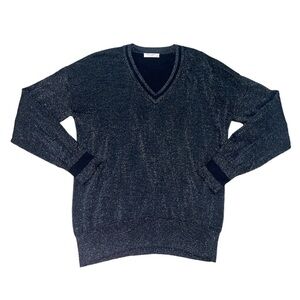 Equipment Femme grey sparkle long sleeve V-neck sweater women’s size small
